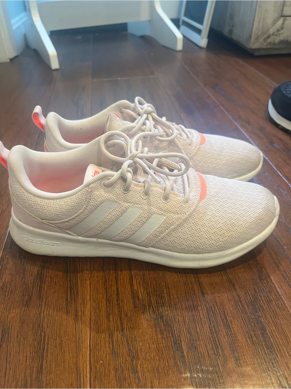 adidas Light Pink Mesh Cloudfoam Sneakers with Coral Accents